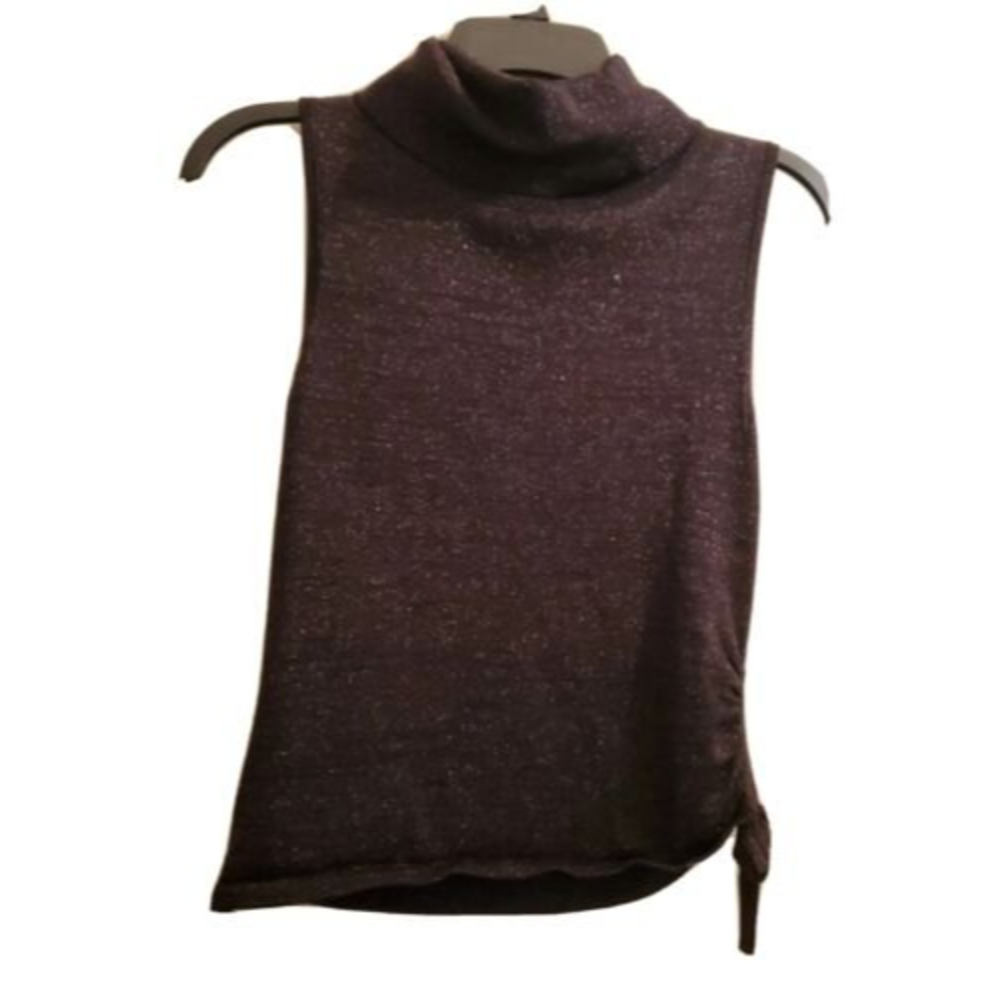 GUESS  COLLECTION Turtle Neck Knit Top Black Metallic Runs Small